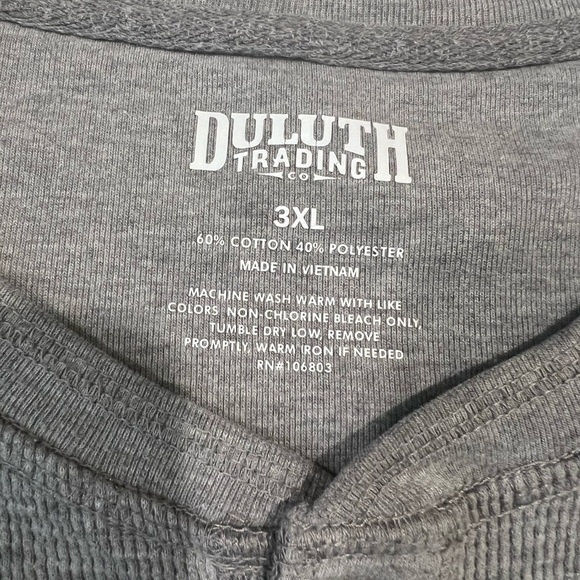 Duluth Trading Co Men's Long Sleeve Gray Henley - Picture 2 of 4